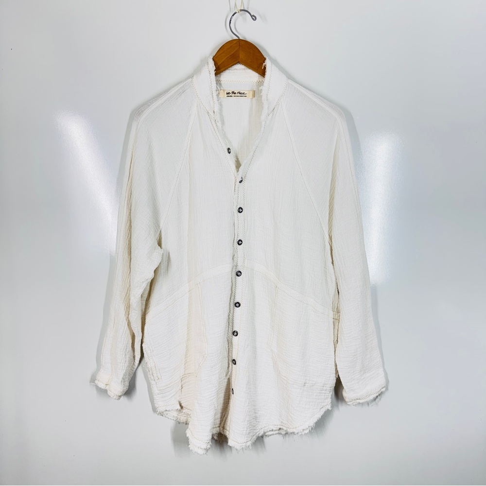 Free People We The Free Summer Daydream Buttondown Gauze XS Ivory Boho Casual - Picture 4 of 12